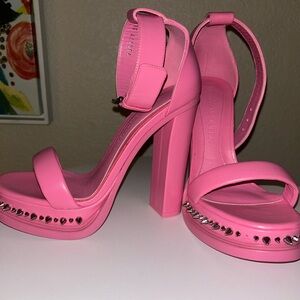 Alexander McQueen Pink Heart-Studded Heels